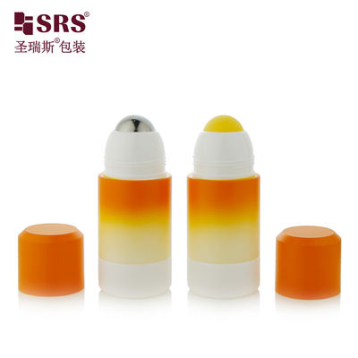 Купить RPPE(P)-50ML Пустой градиентный оранжево-белый ролл-он флакон с индивидуальным дизайном, произведенный с нанесением логотипа, желтый полый шарик для нанесения успокаивающего геля Производство в сети