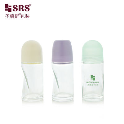 Купить BLPG-B-50ml Empty round Clear glass personal care roll bottle vial container with pP massage ball Производство в сети