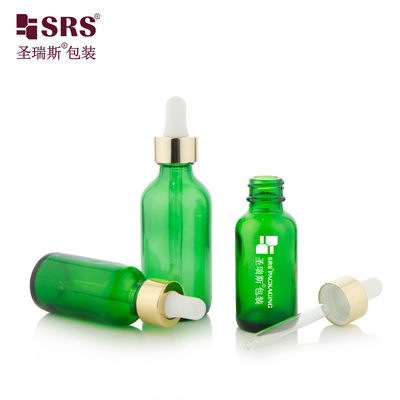 Купить Luxury Collar 1oz 2oz Green Glass Dropper Bottle for Essential Oil Производство в сети